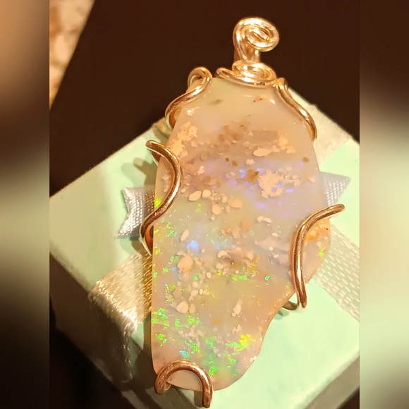 Artisan Other - Huge Australian Opal Pendant Sterling Silver